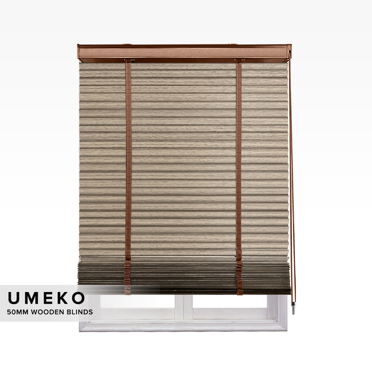 Bidai Kayu Umeko 50mm / Bidai Kayu Buatan Khas 