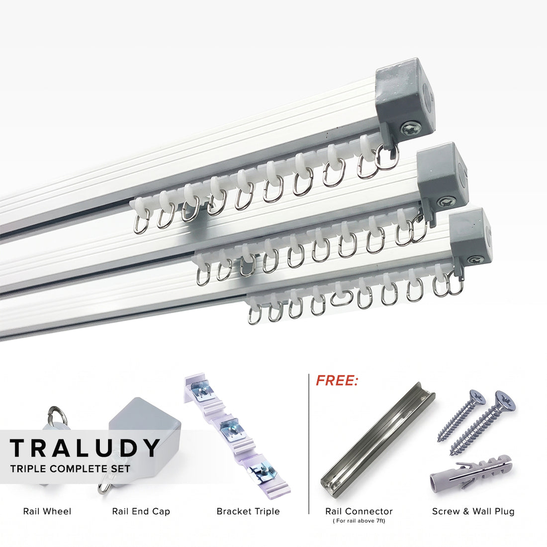 Traludy Rel / Trek Langsir Aluminium Set Lengkap Triple
