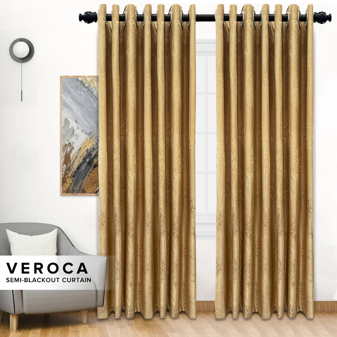 Veroca Langsir Semi Blackout Siap Jahit