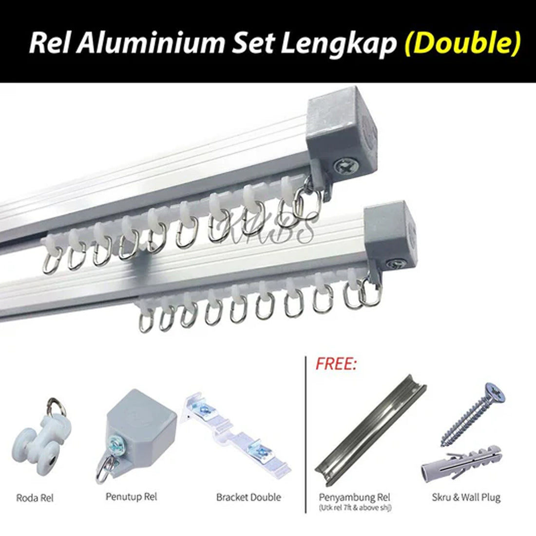 Traludy Aluminium Curtain Rail / Track Double Complete Set