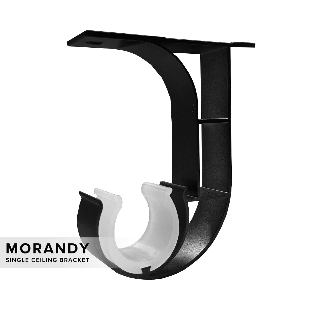 Morandy Curtain Rod Single Ceiling Bracket Obsidian Black