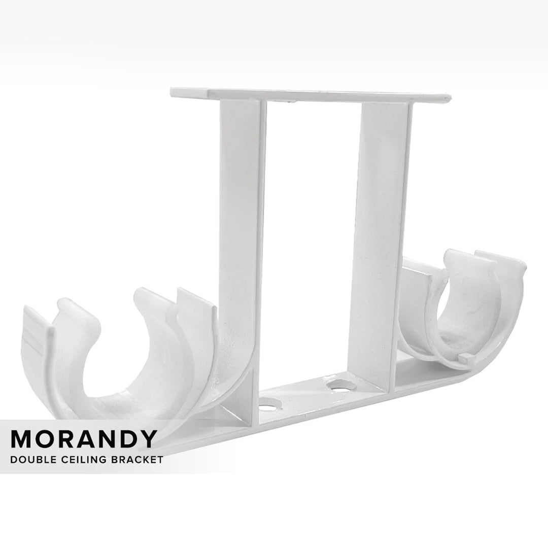 Morandy Curtain Rod Double Ceiling Bracket - Pearl White