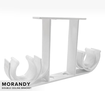 Morandy Curtain Rod Double Ceiling Bracket - Pearl White