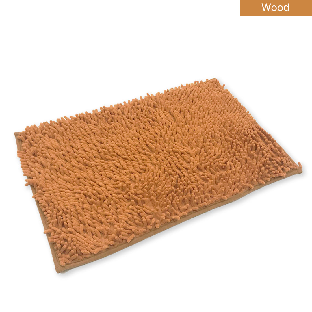 Alas Kaki Chenille Microfiber Warna Polos Bulu Panjang