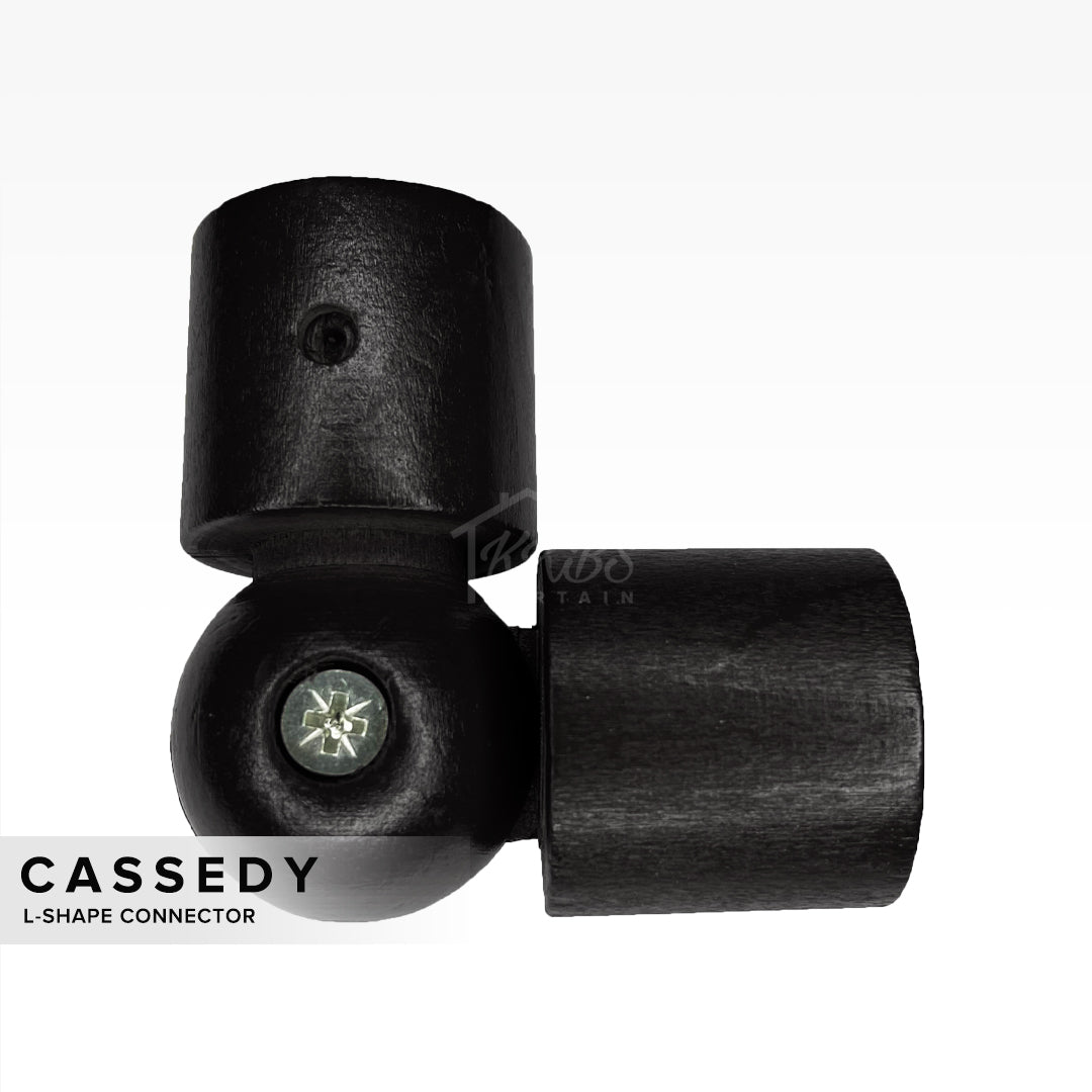 Cassedy Wooden Curtain Rod L-Shape Connector - Ebony Black