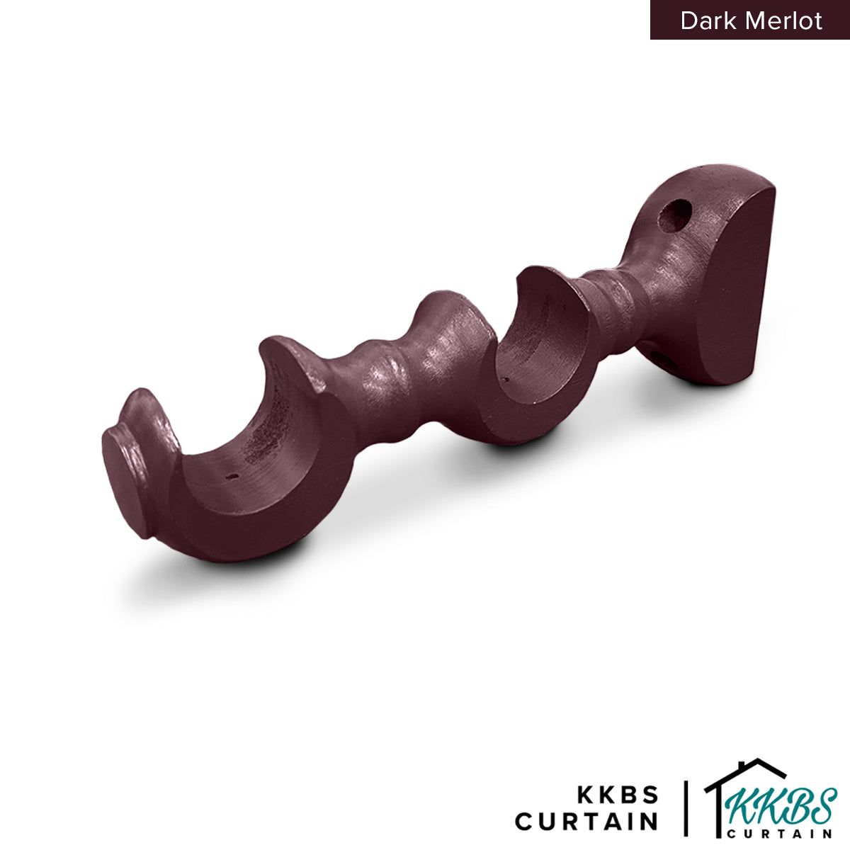 Cassedy Wooden Curtain Rod Double Bracket Dark Merlot Colour