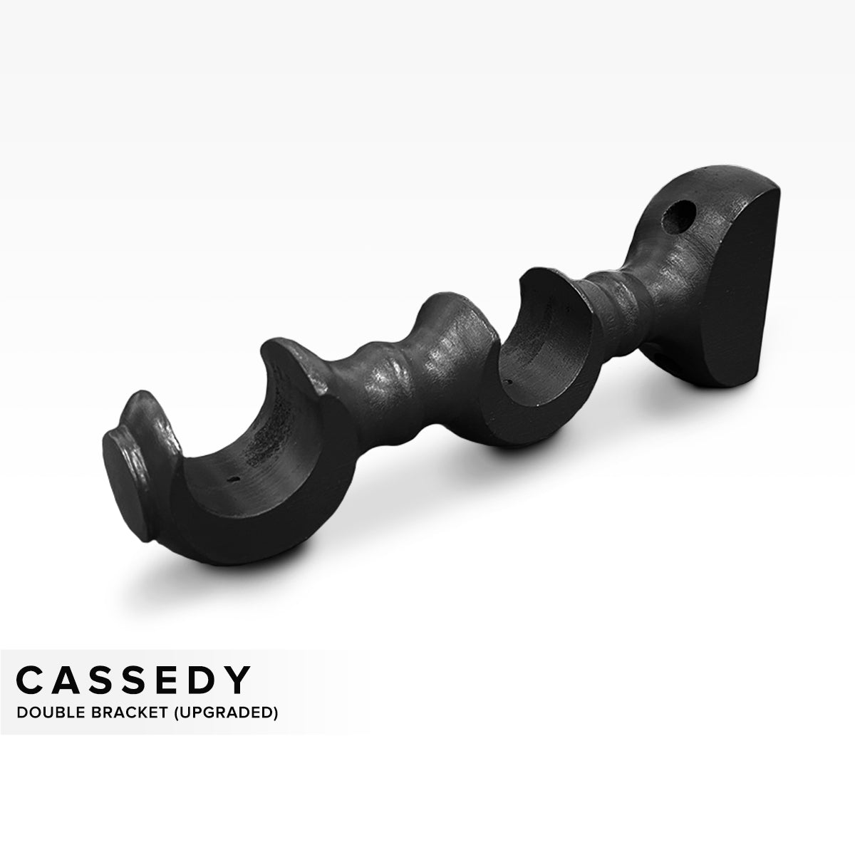 Cassedy Wooden Curtain Rod Double Bracket - Ebony Black