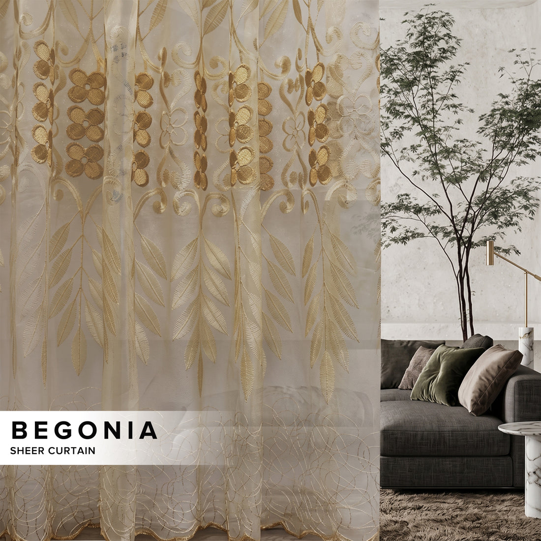 Tirai Tipis Begonia Dibuat Tempahan