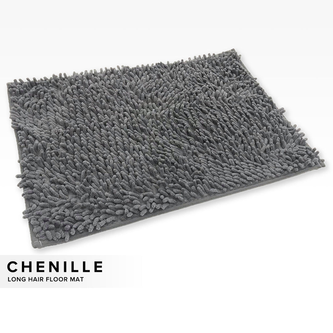 Alas Kaki Chenille Microfiber Warna Polos Bulu Panjang