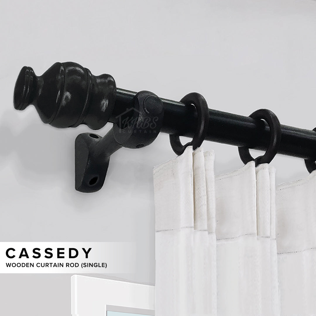 Cassedy Wooden Curtain Rod Single Complete Set
