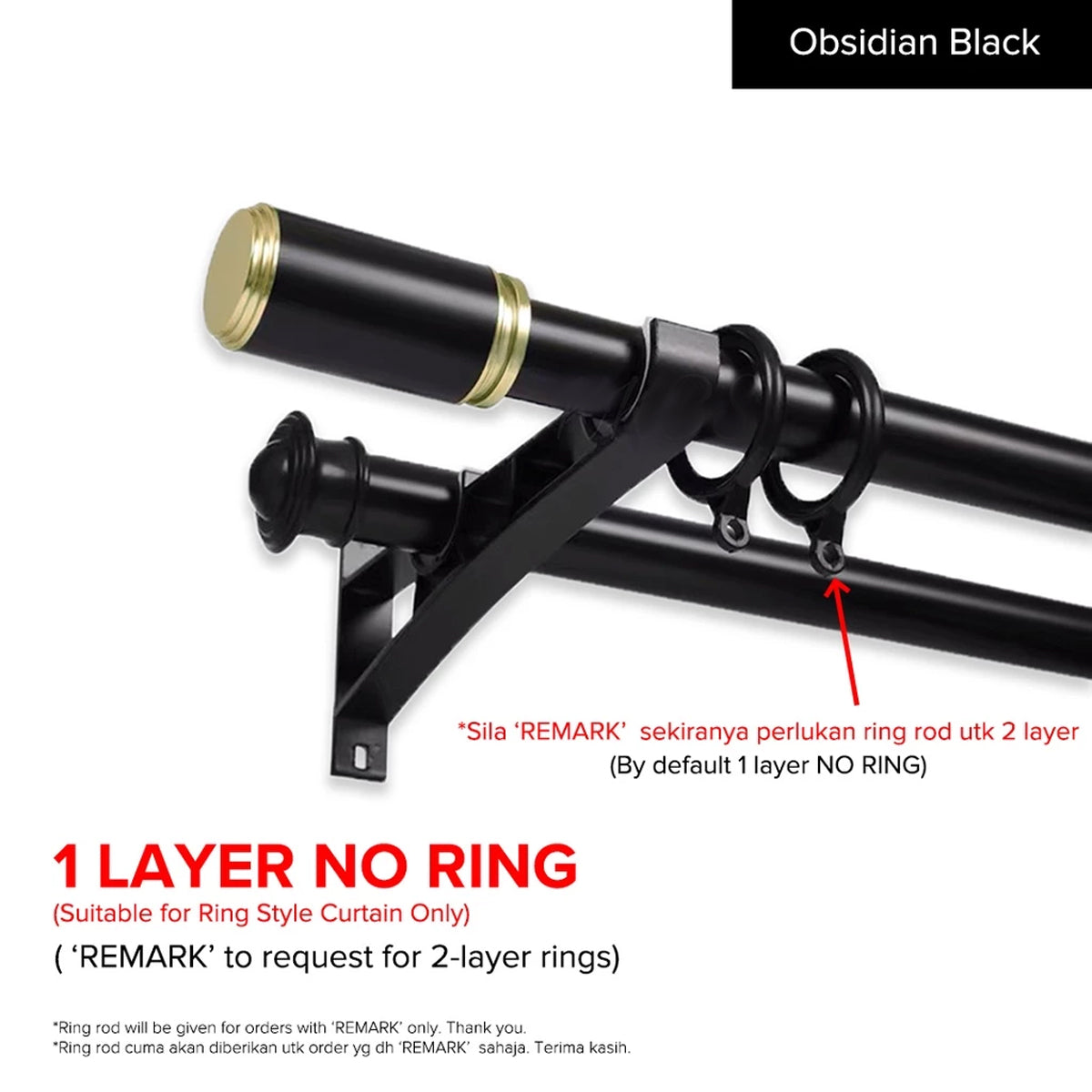 Set Lengkap Rod Langsir Morandy Berganda