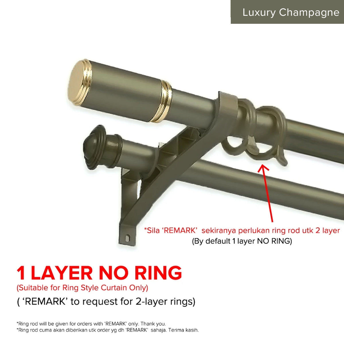 Set Lengkap Rod Langsir Morandy Berganda