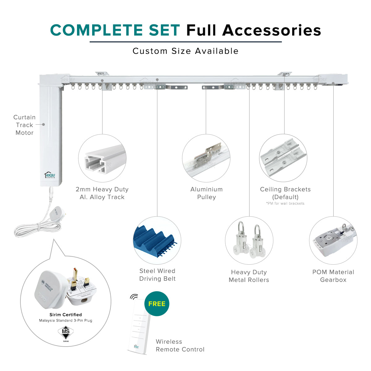 Smartony Motorised Curtain Track Wi-Fi / ZigBee Complete Set