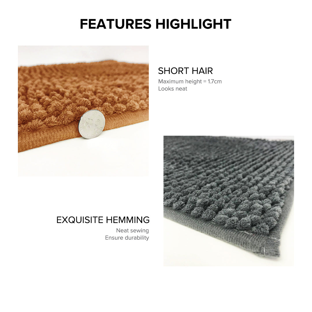 Alas Kaki Chenille Microfiber Warna Polos Bulu Pendek