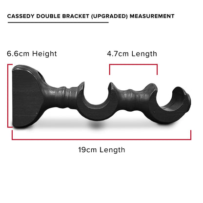 Cassedy Wooden Curtain Rod Double Bracket - Ebony Black