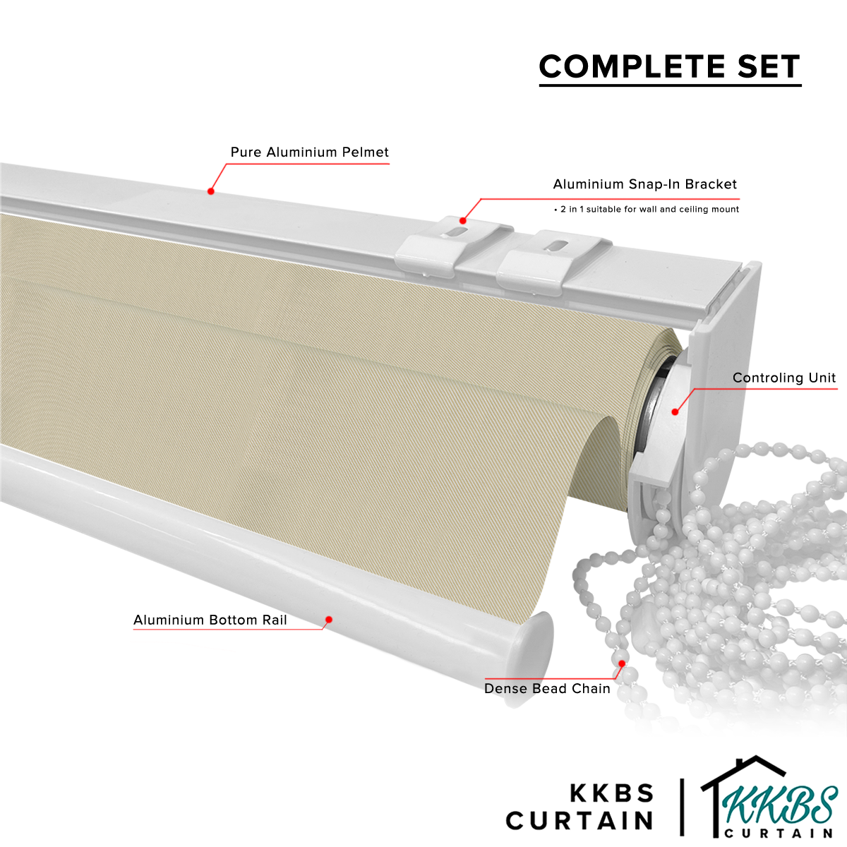 Cesario Sunscreen Roller Blinds Dibuat Tersuai 