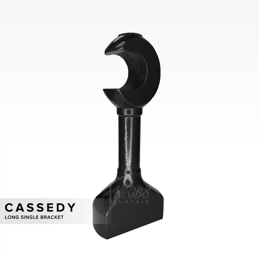 Cassedy Wooden Curtain Rod Long Single Bracket - Ebony Black