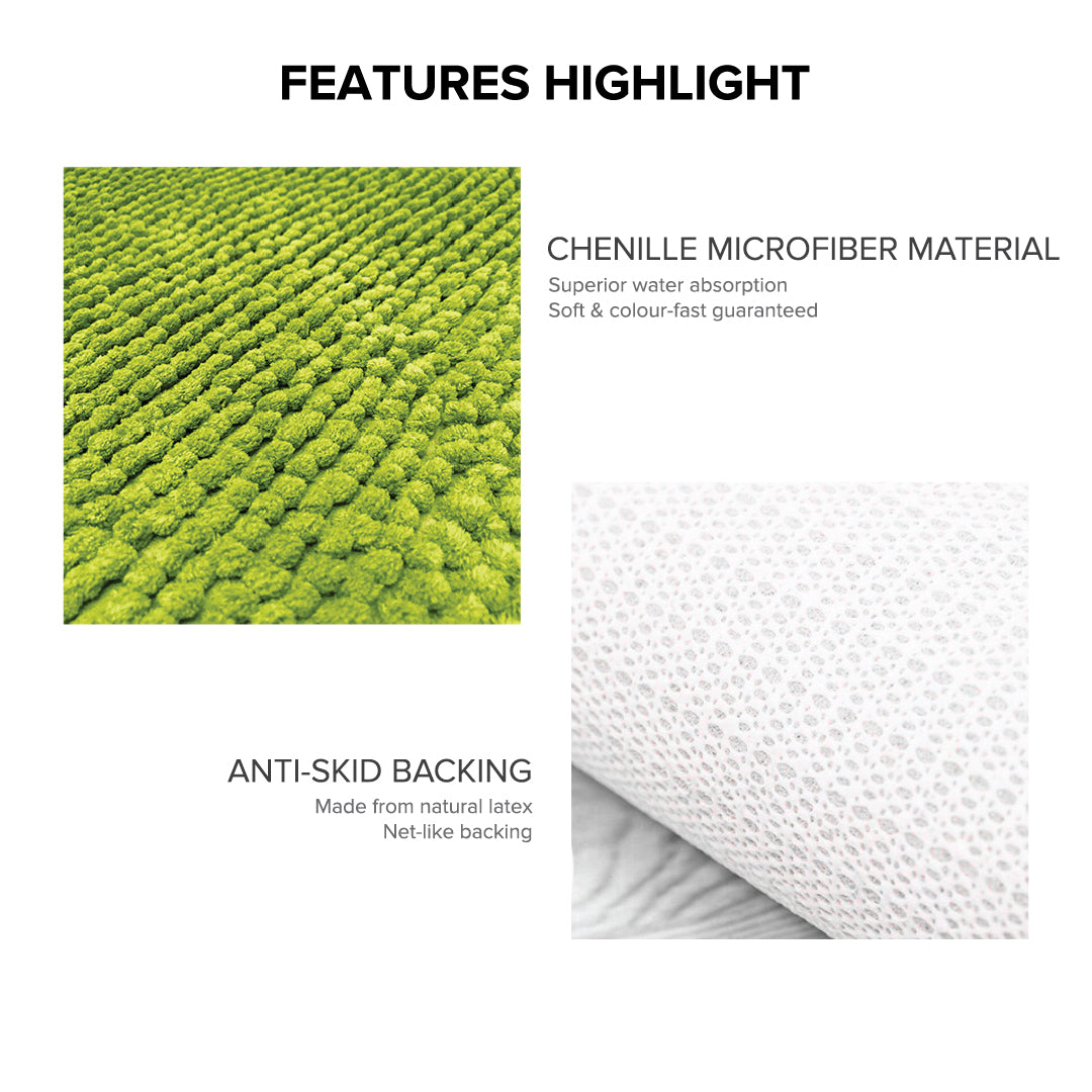 Alas Kaki Chenille Microfiber Warna Polos Bulu Panjang