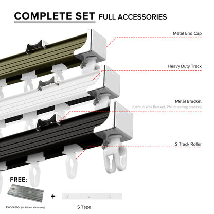 Verody Heavy Duty S Lipat / French Pleat Track Double Set Lengkap 