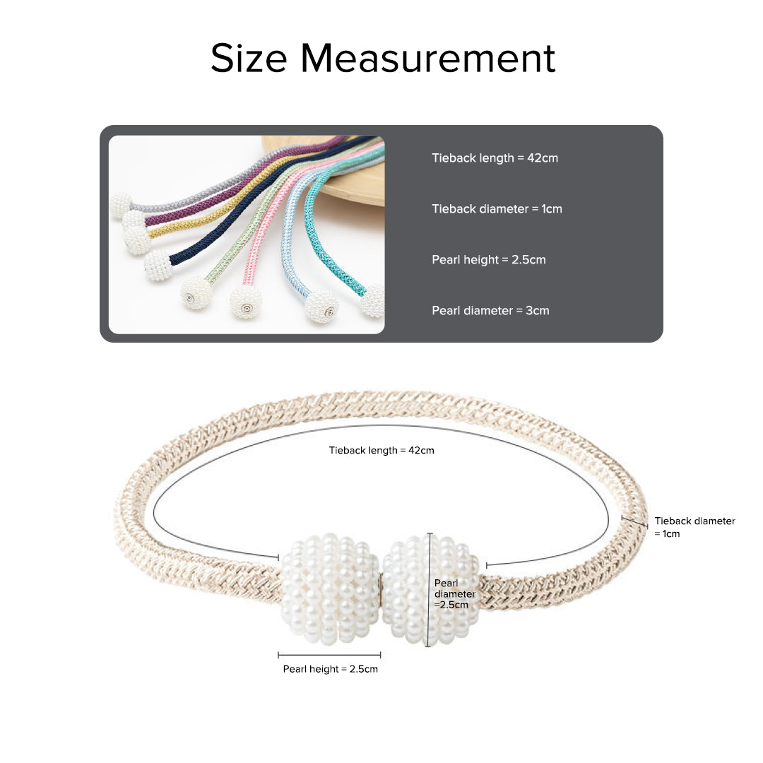 Pearlie Magnetic Pearl Braided Curtain Tieback