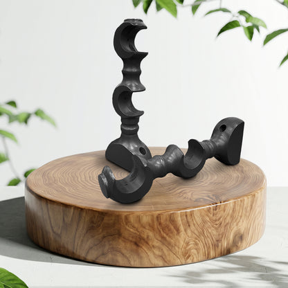 Cassedy Wooden Curtain Rod Double Bracket - Ebony Black