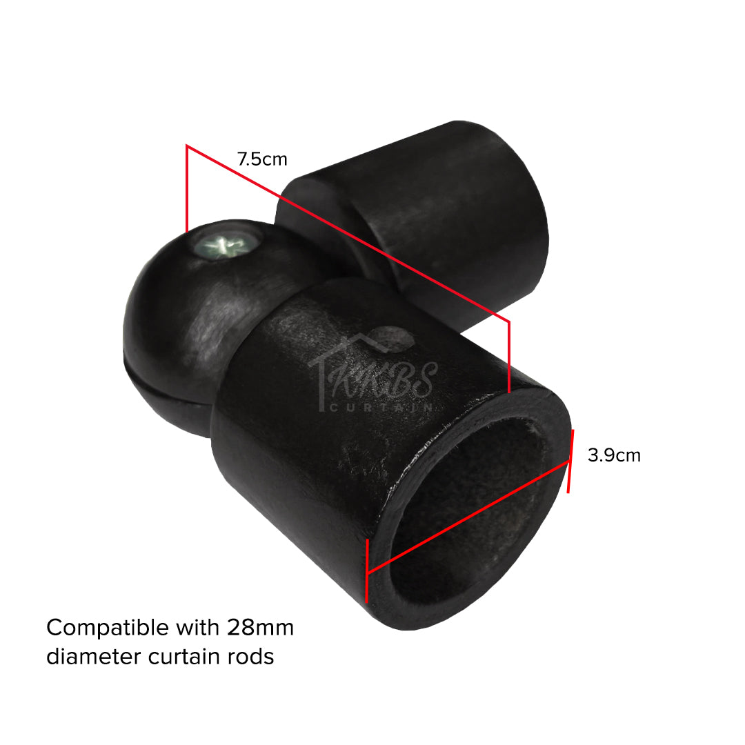 Cassedy Wooden Curtain Rod L-Shape Connector - Ebony Black