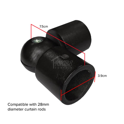 Cassedy Wooden Curtain Rod L-Shape Connector - Ebony Black