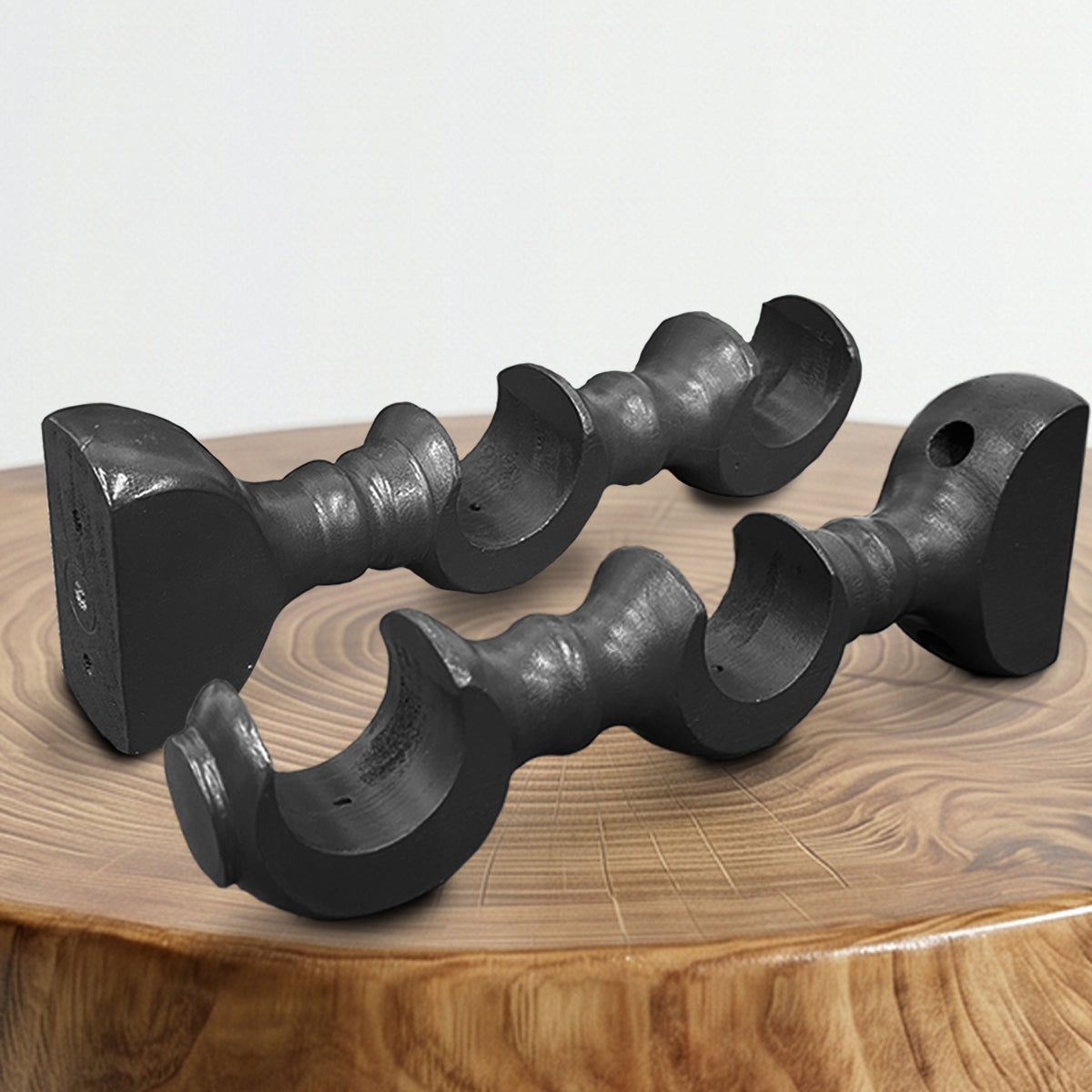 Cassedy Wooden Curtain Rod Double Bracket - Ebony Black