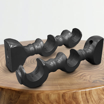 Cassedy Wooden Curtain Rod Double Bracket - Ebony Black