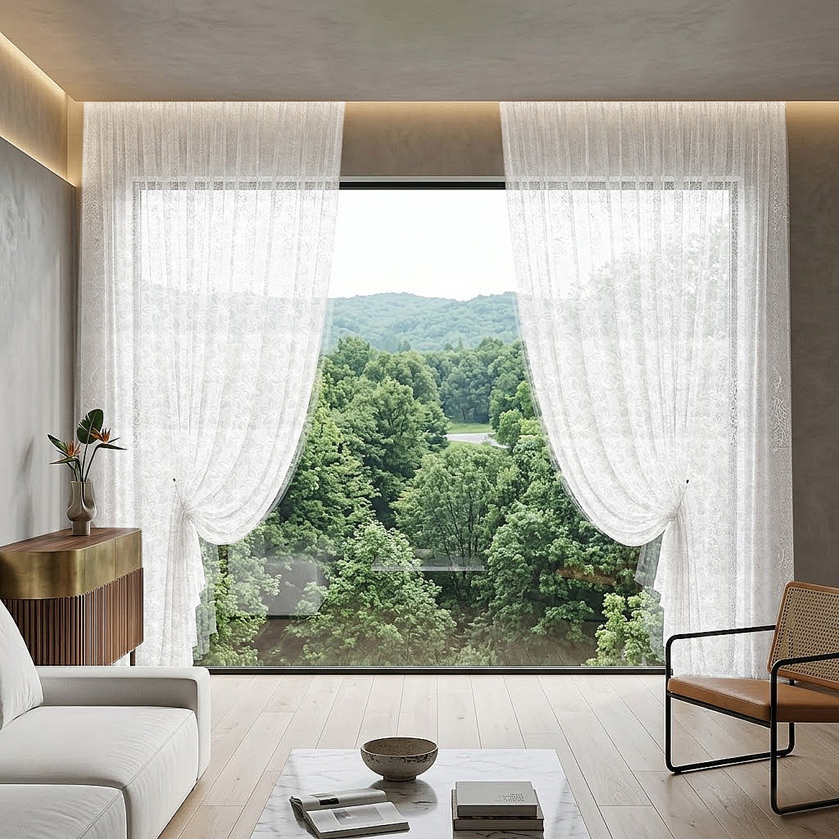 Sakura Sheer Curtain / Net Curtain Ready Made
