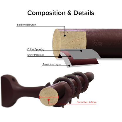 Cassedy Wooden Curtain Rod Single Complete Set