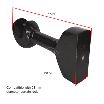Cassedy Wooden Curtain Rod Long Single Bracket - Ebony Black