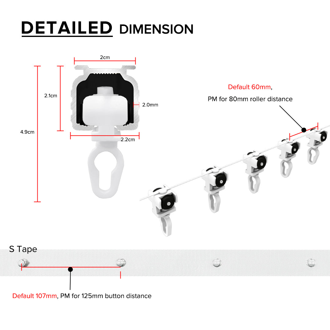 Verody Heavy Duty S Lipat / French Pleat Track Double Set Lengkap 