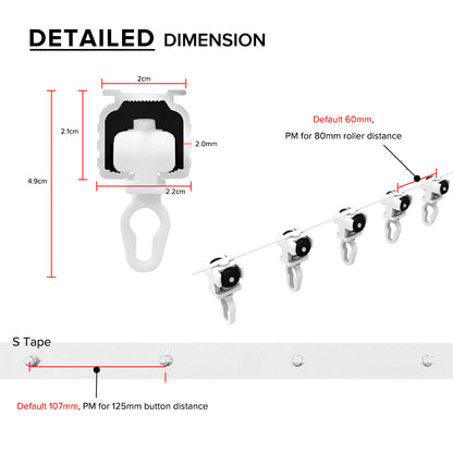 Verody Heavy Duty S Lipat / French Pleat Track Double Set Lengkap 