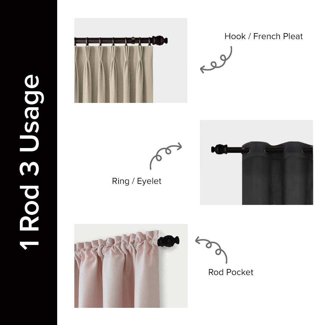 Cassedy Wooden Curtain Rod Single Complete Set