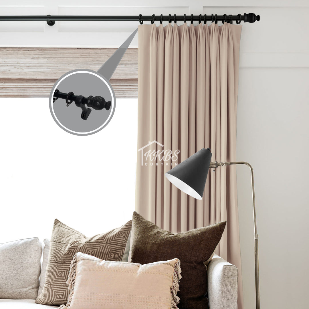 Cassedy Wooden Curtain Rod Single Complete Set