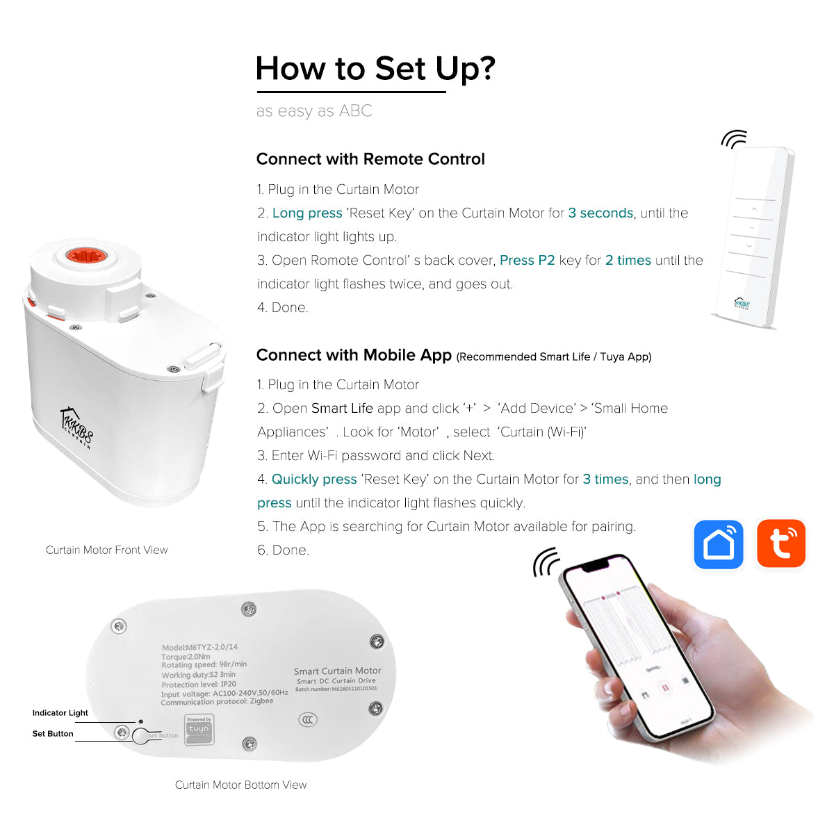 Smartony Motorised Curtain Track Wi-Fi / ZigBee Complete Set