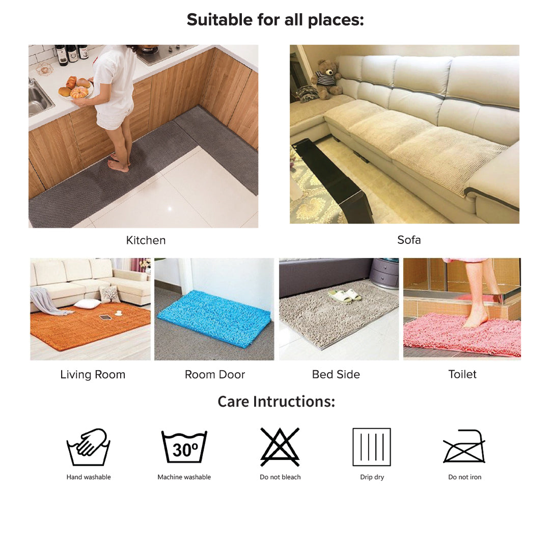 Alas Kaki Chenille Microfiber Warna Polos Bulu Panjang