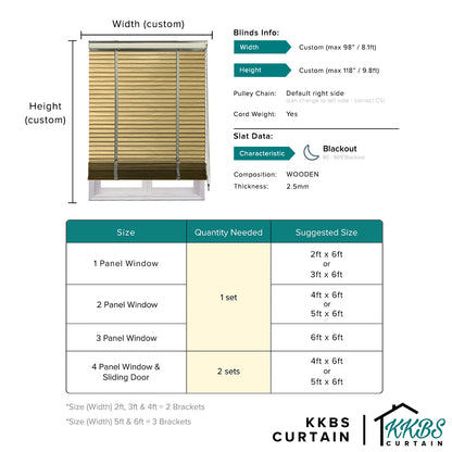 Tirai Kayu Tiruan Nezuko 50mm Kalis Air Dibuat Tersuai 
