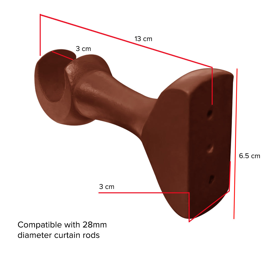 Cassedy Wooden Curtain Rod Single Bracket - Natural Mahogany