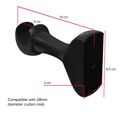 Cassedy Wooden Curtain Rod Single Bracket - Ebony Black