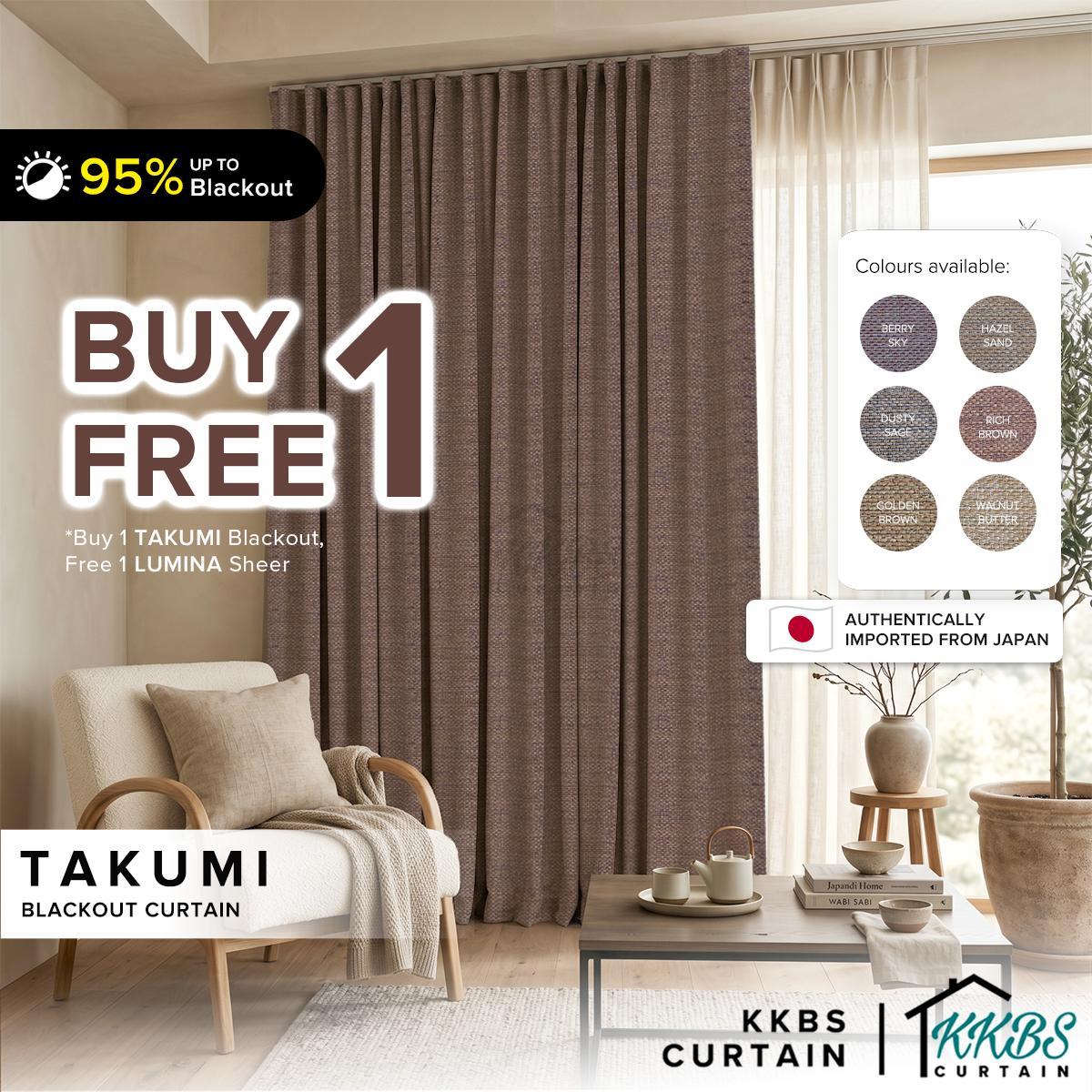 Takumi 95%+ Blackout  Ready Made Curtain Hook &amp; Eyelet  Standard Width