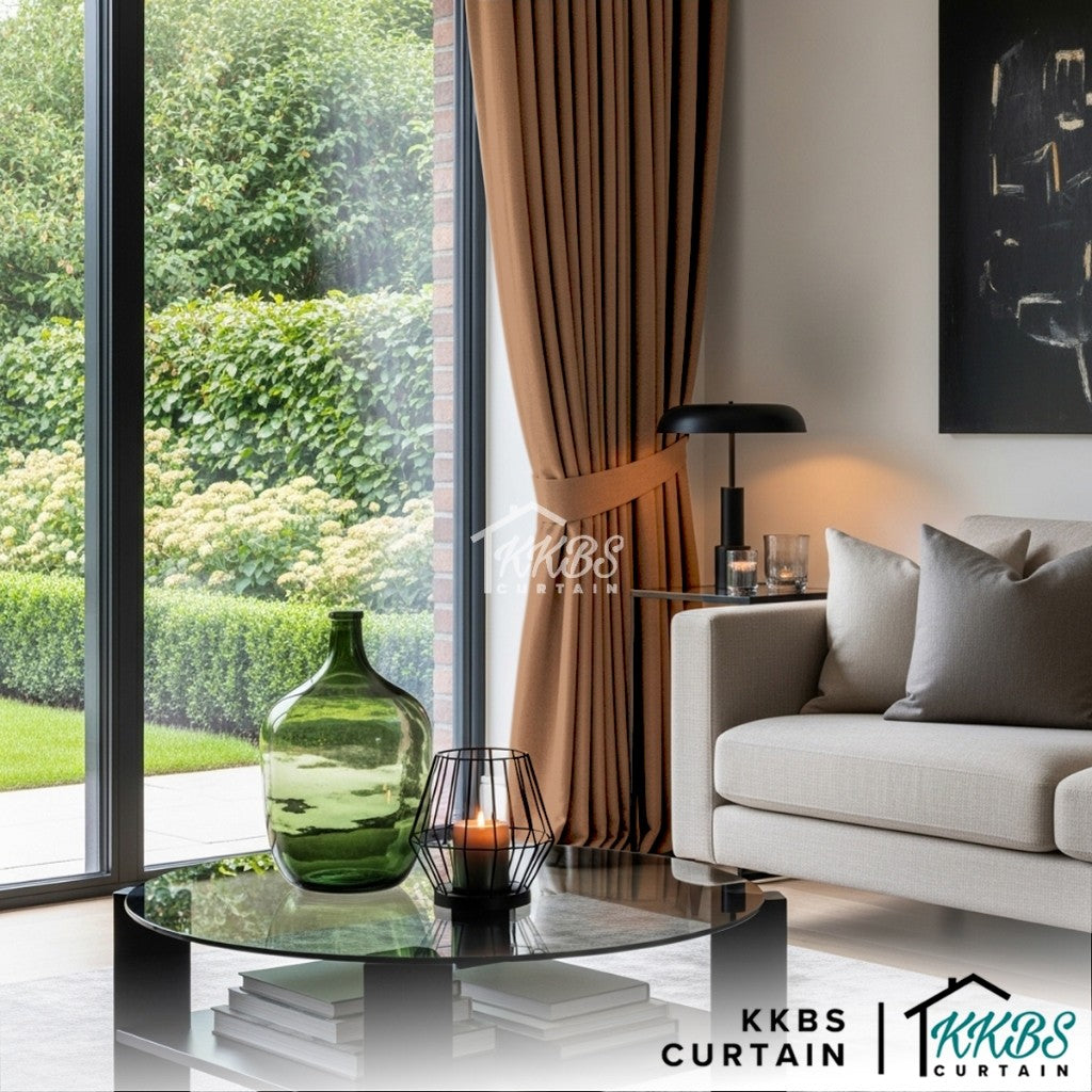 Melina Langsir Siap Jahit Cangkuk &amp; Eyelet Kalis Cahaya 90-98% - Lebar Standard