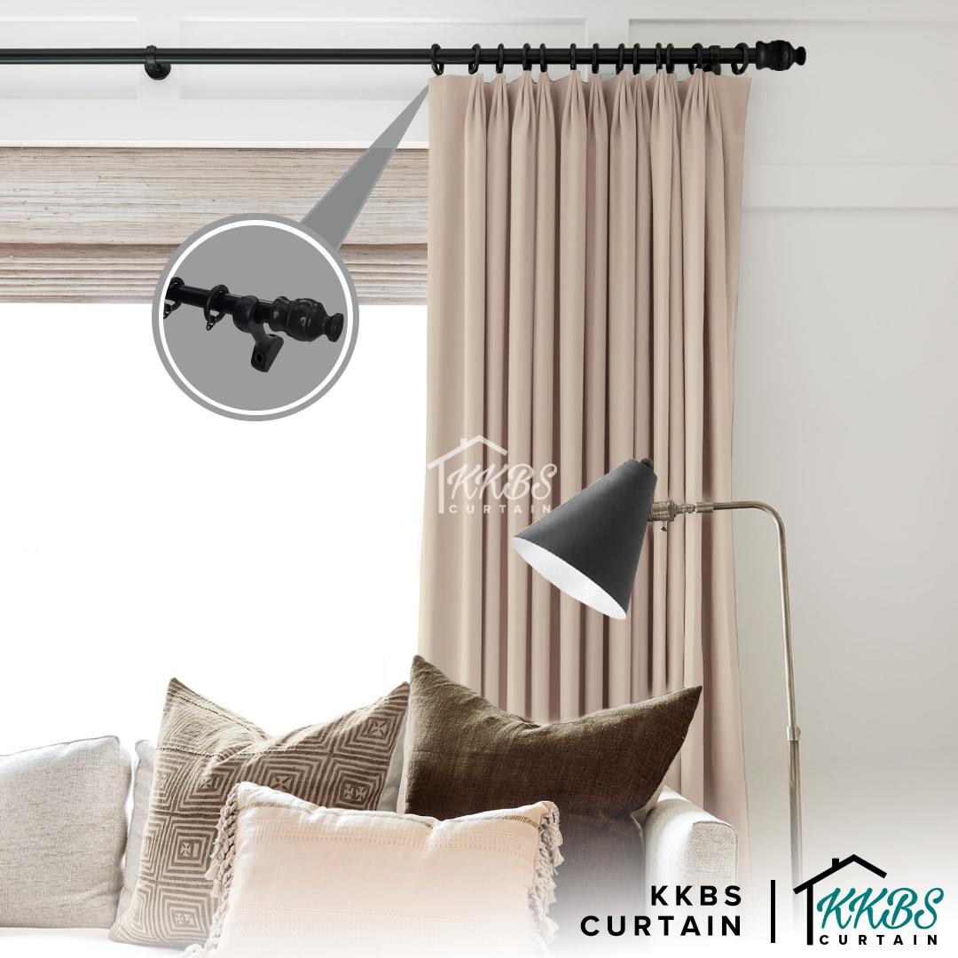Cassedy Wooden Curtain Rod Single Complete Set