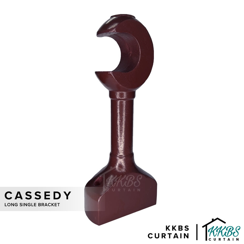 Cassedy Wooden Curtain Rod Long Single Bracket Dark Merlot Colour