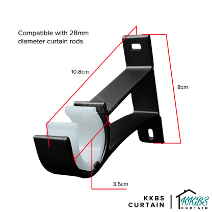 Morandy Curtain Rod Single Bracket Obsidian Black Colour