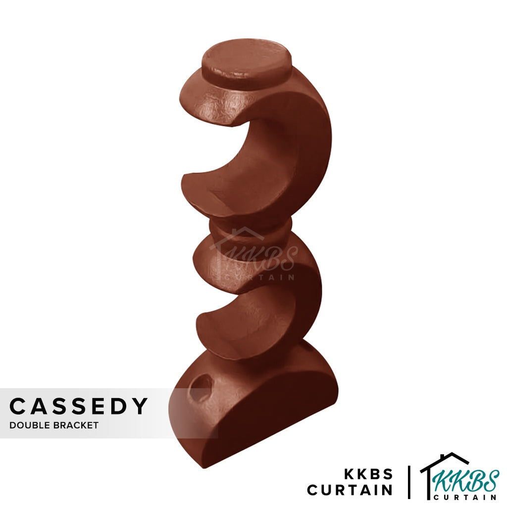 Cassedy Wooden Curtain Rod Double Bracket Natural Mahogany Colour