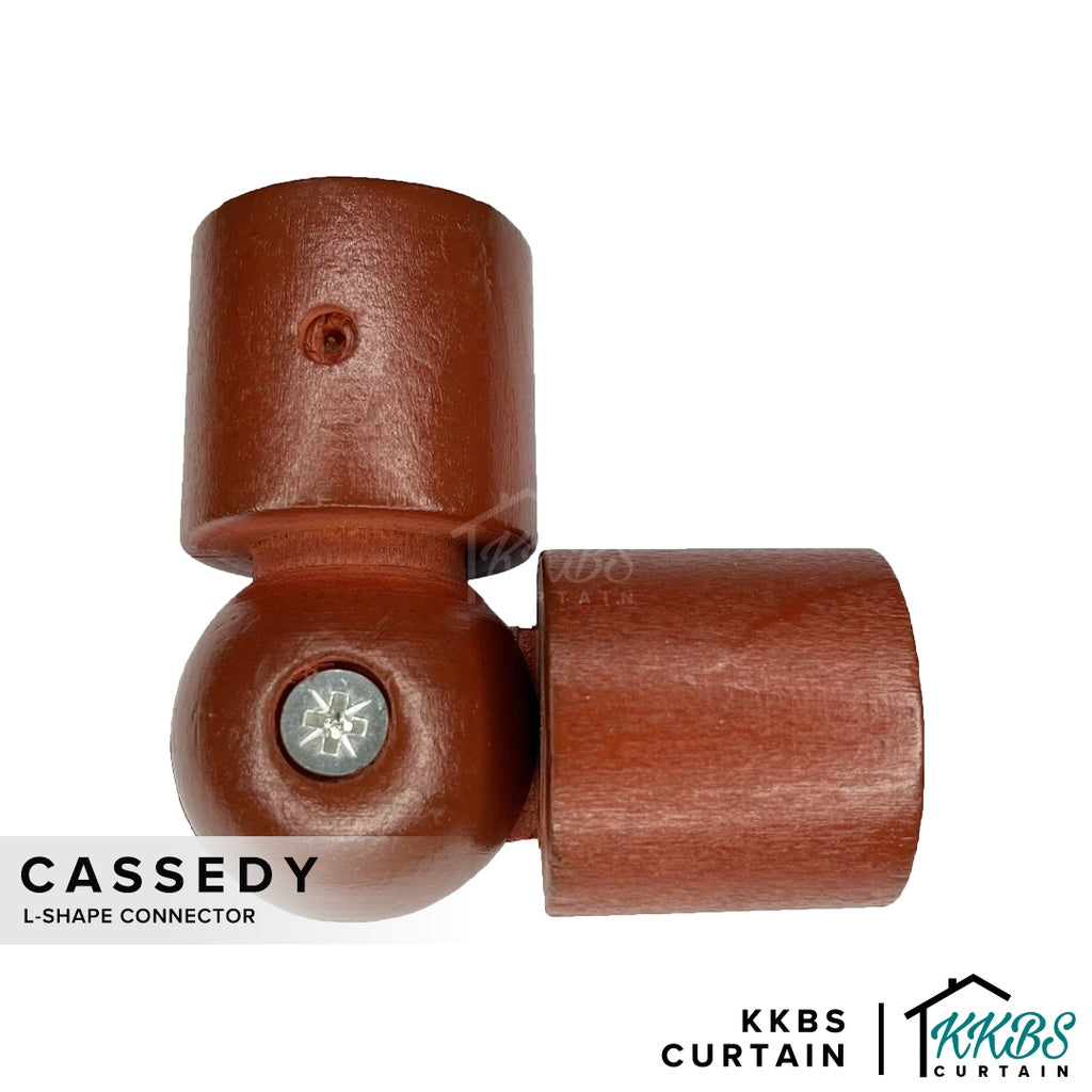 Cassedy Wooden Curtain Rod L-Shape Connector Natural Mahogany Colour