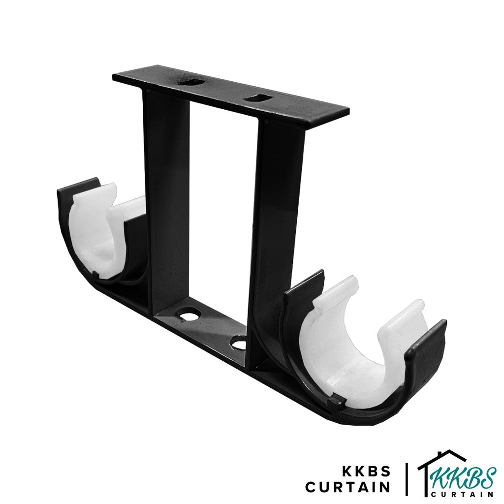 Morandy Curtain Rod Double Ceiling Bracket Obsidian Black